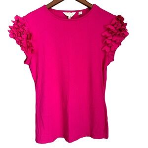 Ted Baker Blere Floral-Appliqué Tee Pink Round Neck Short Sleeve Slim Fit